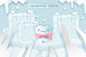 cartoon tooth with sensitive problem