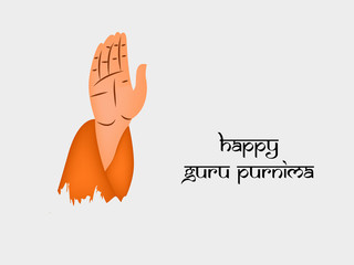 illustration of hand giving blessing with happy Guru Purnima text on the occasion of hindu festival Guru Purnima celebrated in India