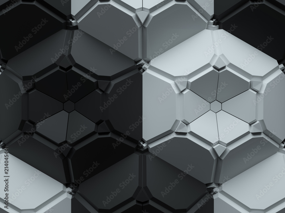 Poster 3d render abstract background made of repeatable hexagonal geometric shapes. pattern ornament.