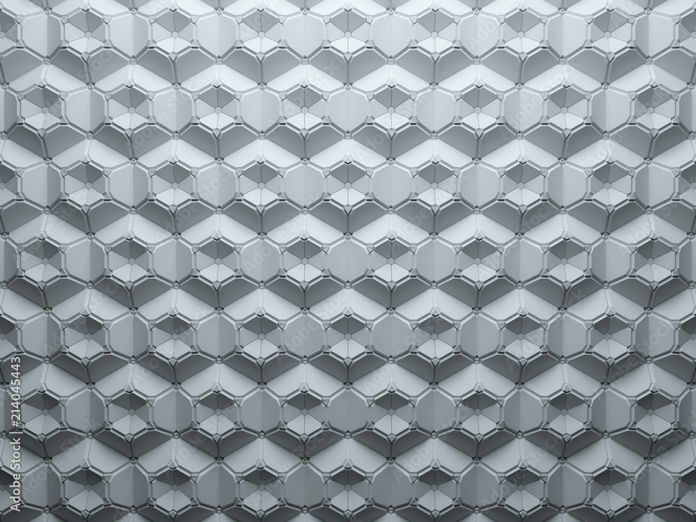 Poster 3d render abstract background made of repeatable hexagonal geometric shapes. pattern ornament.