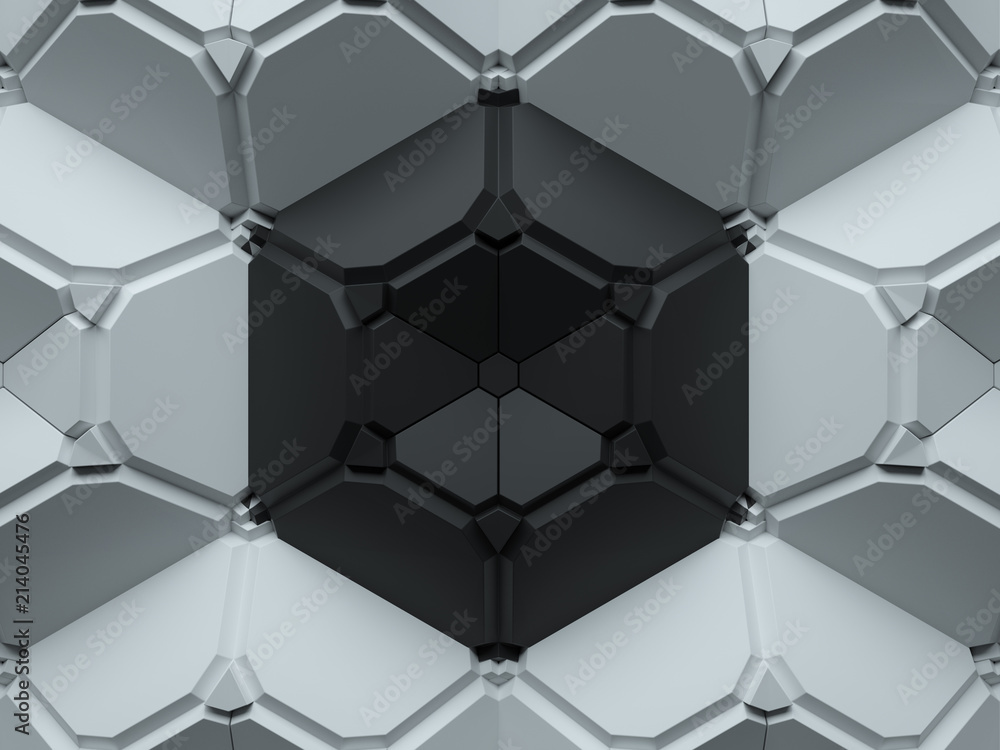 Poster 3d render abstract background made of repeatable hexagonal geometric shapes. pattern ornament.