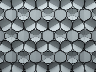 Naklejka premium 3d render abstract background made of repeatable hexagonal geometric shapes. Pattern ornament.