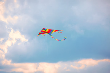 kite flying in the blue sky, summer festival,