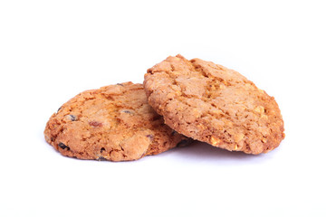 Fresh homemade cake and muffin on Sackcloth woven texture background. Selective focus.
