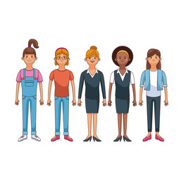 Fototapeta premium Set of young womens cartoons vector illustration graphic design