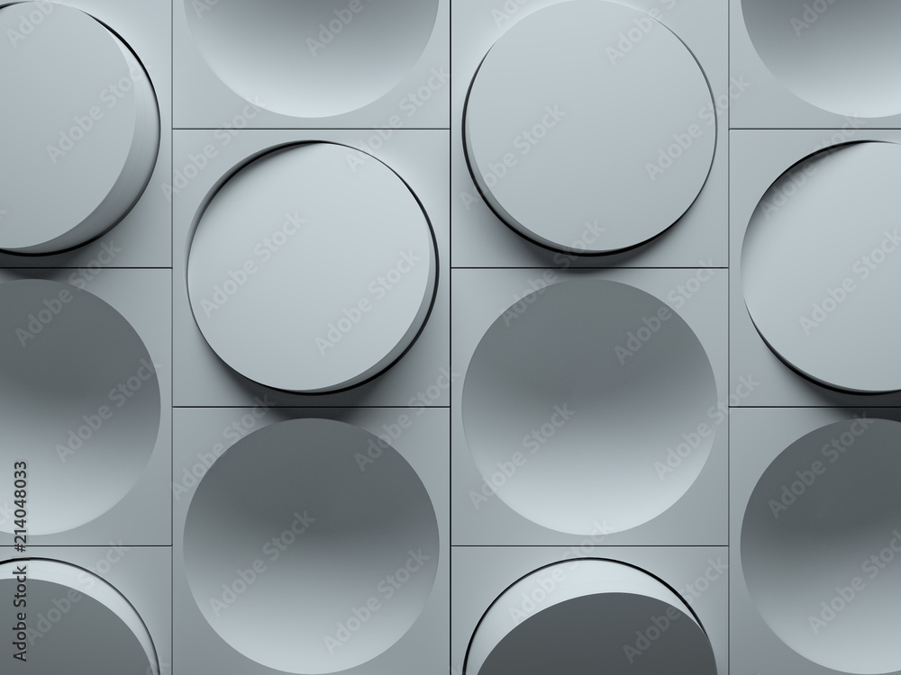 Poster 3d render abstract background made of repeatable semispheres in box geometric shapes with cutout. pa