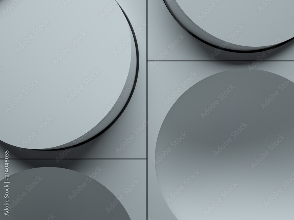Poster 3d render abstract background made of repeatable semispheres in box geometric shapes with cutout. pa