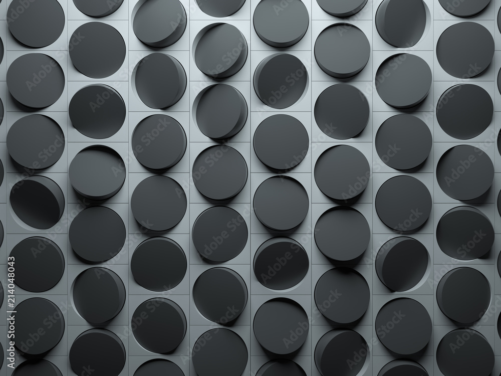Poster 3d render abstract background made of repeatable semispheres in box geometric shapes with cutout. pa