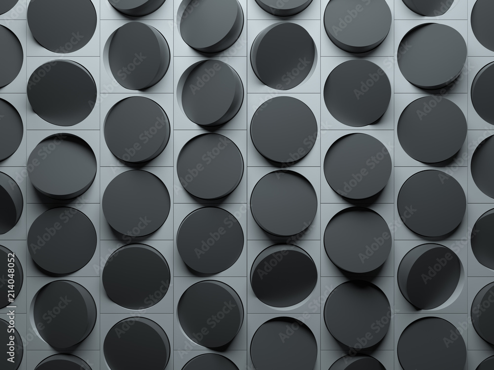 Poster 3d render abstract background made of repeatable semispheres in box geometric shapes with cutout. pa