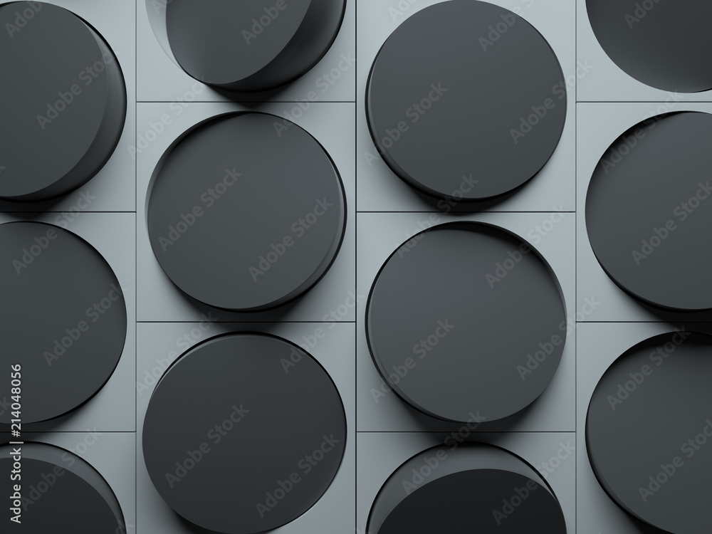 Poster 3d render abstract background made of repeatable semispheres in box geometric shapes with cutout. pa