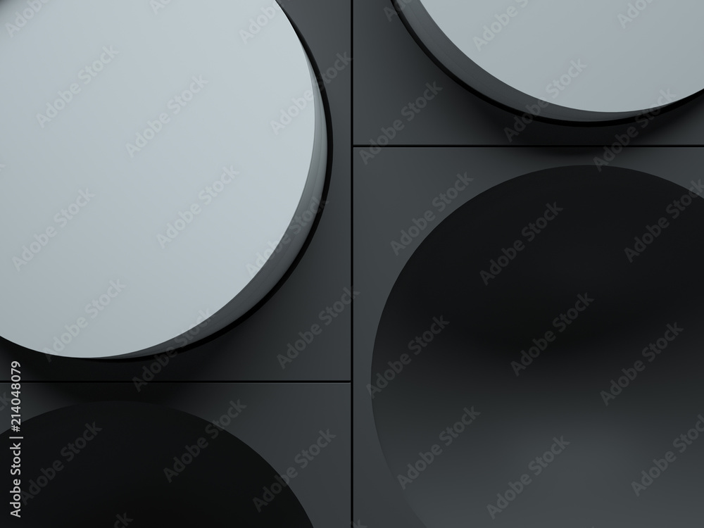 Poster 3d render abstract background made of repeatable semispheres in box geometric shapes with cutout. pa