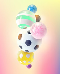 Abstract spheres, colorful and realistic illustration. Vector background design template.