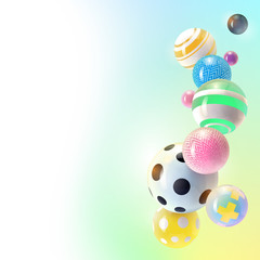 Abstract spheres, colorful and realistic illustration. Vector background design template.