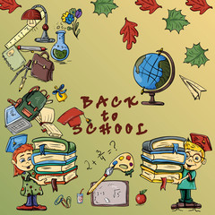 childrens color_3_illustration on school theme, design of school subjects and subjects related to learning