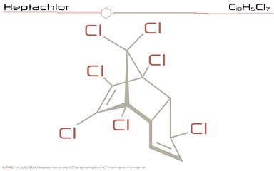 Large and detailed infographic of the molecule of Heptachlor