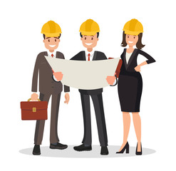 Engineer customer and contractor are discussing the project.