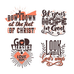 Fototapeta premium Christian typography and lettering. Illustrations of biblical phrases.