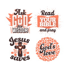 Christian typography and lettering. Illustrations of biblical phrases.
