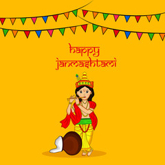 Illustration of background for the occasion of hindu festival Janmashtami celebrated in India