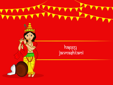 Illustration of background for the occasion of hindu festival Janmashtami celebrated in India