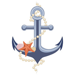 Anchor with pearls and a starfish