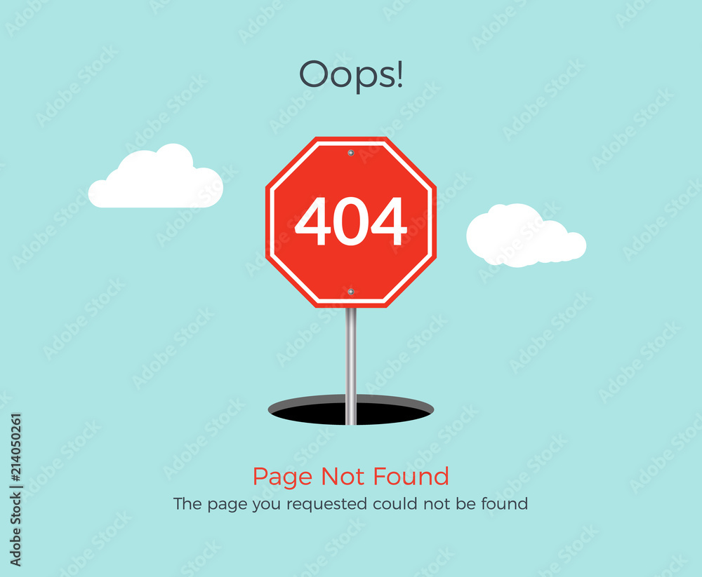 Aufkleber 404 error page template for website. 404 alert flat design