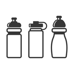 Sports Water Bottles Set on White Background. Vector