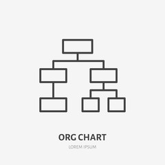 Org chart flat logo, project management icon. Data visualization vector illustration. Sign for business infographic.