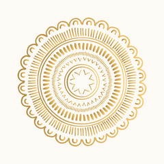 Ethnic golden ornament. Hand drawn oriental design. Summertime bohemian style.