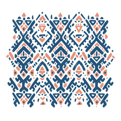 Ikat ornament. Tribal pattern in Aztec style. Hand Drawn folklore pattern