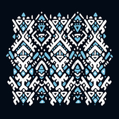 Ikat ornament. Tribal pattern in Aztec style. Hand Drawn folklore pattern