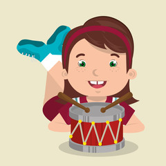 little girl playing with toys character