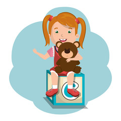 little girl playing with toys character