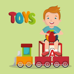 little boy playing with toys character