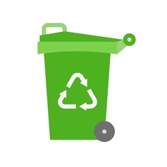 Trash can and recycle symbol flat icon
