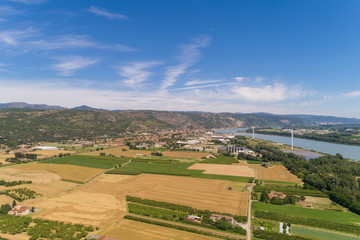 Luftaufnahme der Rhone zwischen le Pouzin und Baix
