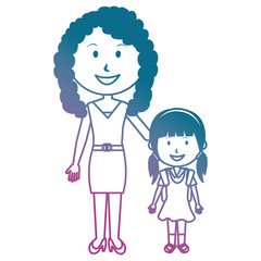 woman teacher with girl avatar character
