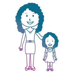 woman teacher with girl avatar character