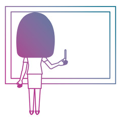 woman teacher with chalkboard avatar character