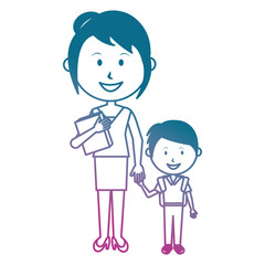 woman teacher with boy