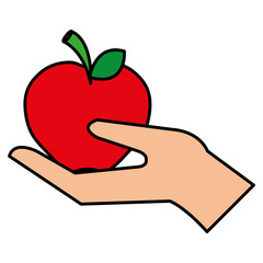 hand lifting apple fresh