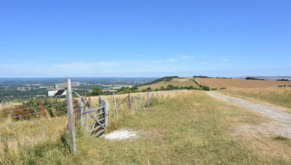 Way marker on the South Downs Way, long distance footpath, Sussex UK