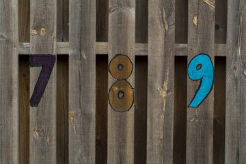 Numbers on a wooden fences