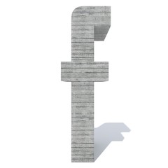 Conceptual gray heavy rough concrete constructed font or type, construction industry piece isolated white background. Educative architecture material, aged texture surface as 3D illustration design