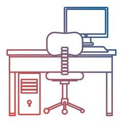 office workplace with desk and desktop scene