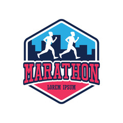 running race people / marathon, sport and activity logo
