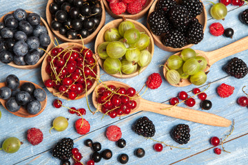 Various fresh summer berries. Top view. Berries mix fruit color food dessert
Berries.Antioxidants,...