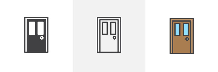 Door icon. Line, solid and filled outline colorful version, outline and filled vector sign. Symbol, logo illustration. Different style icons set. Pixel perfect vector graphics