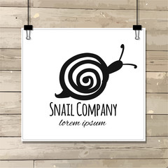 Funny snail, black silhouette for your design