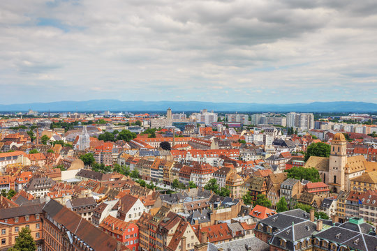 .Panoramic view from the cathedral of Strasbourg. Alsace. France.